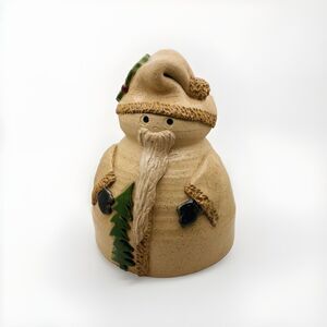 Folk Art Santa Claus Christmas Hand Signed Artisan Pottery Slab Whimsical 7.5"